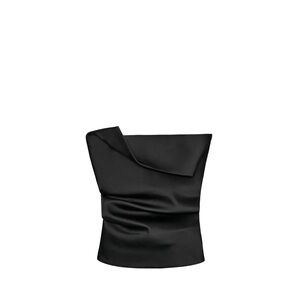 Zara Black Asymmetric Strapless Satin Top